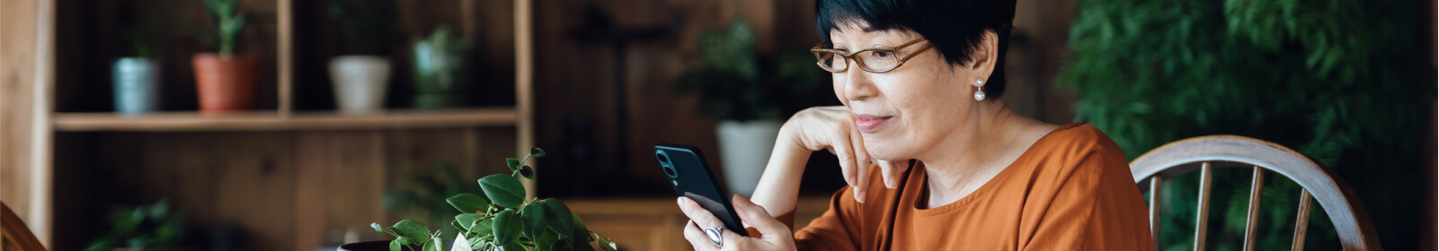 Woman looking at a smartphone