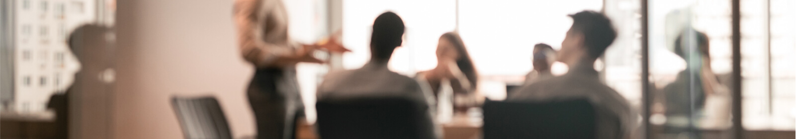 Group of coworkers in a meeting, the image has a blur effect