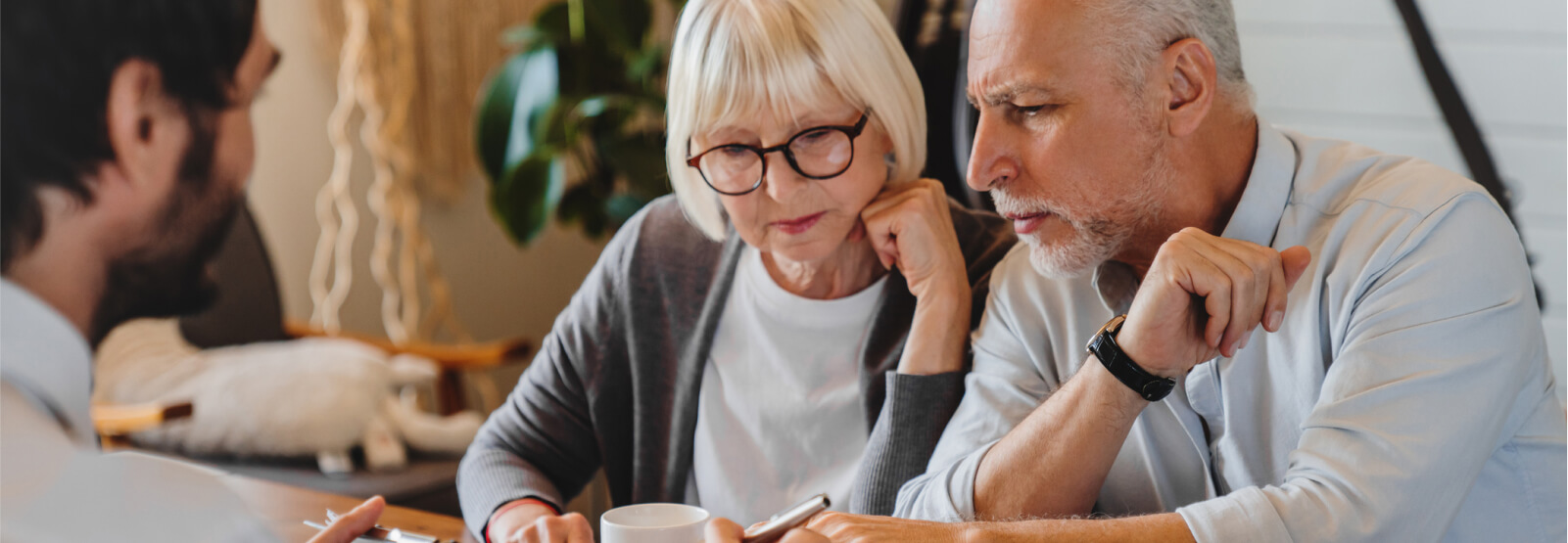 Older couple looking at documents